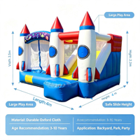 Structure gonflable combinée lourde et robuste sur le thème de l'espace avec toboggan - Château gonflable professionnel en forme de fusée pour la location d'événements pour enfants