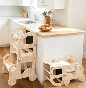 Wood Children Kids Kitchen <b>Learning</b> <b>Tower</b> Montessori for Kids With Drawing Board 1-6Years Children Table And Chair - Product Image 2