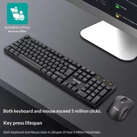 Ensemble clavier et souris sans fil 2,4 GHz noir élégant pleine taille Plug and Play pour ordinateur portable et de bureau