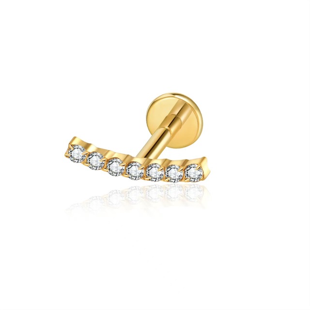 Earring Titanium Piercing Flat Back Helix Piercing  ASTM F136 Implant Grade Labret Crystal Lip Stud Ring Titanium Body Jewelry