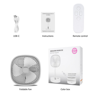 Ventilateur rafraîchisseur d'air pliable et télescopique, inclinaison à 180°, oscillation <span class=keywords><strong>automatique</strong></span>, grille amovible, sécurité enfant, USB/Type-C, pour camping-car/<span class=keywords><strong>voiture</strong></span>/extérieur - Product Image 6
