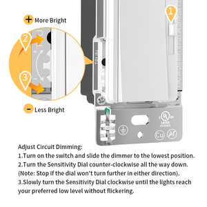 Cách duy nhất <span class=keywords><strong>Dimmer</strong></span> chuyển đổi chúng tôi 120V Tương thích với Dimmable <span class=keywords><strong>LED</strong></span> dễ dàng cài đặt tường ánh sáng mờ công tắc điều khiển - Product Image 4