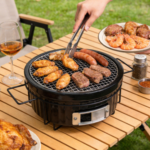 Barbecue au <span class=keywords><strong>charbon</strong></span> de bois en céramique Kamado 13 pouces, moderne et portable avec chariot, pour la cuisine en plein air et au jardin - Product Image 4