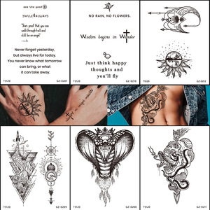 Tatouages temporaires semi-permanents personnalisés autocollants imperméables faux corps bras main épaule tatouages <span class=keywords><strong>pour</strong></span> hommes minuscules tatouages noirs - Product Image 3
