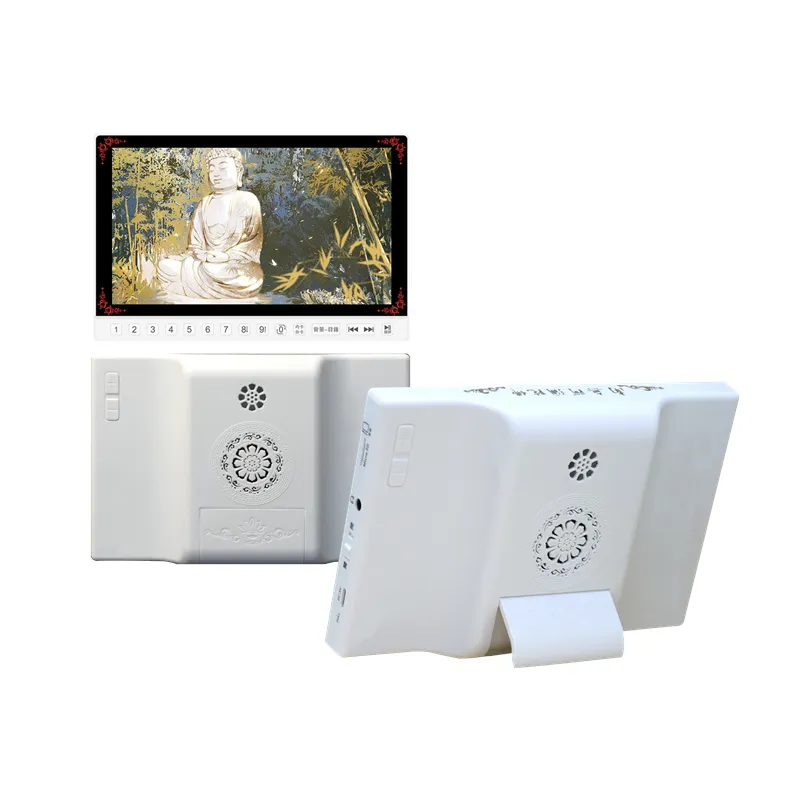 Penjualan Terlaris Jukebox Buddha Portabel 3W dengan Layar Video LCD Resolusi Tinggi dan Port Earphone Audio/Tipe C/Audio Kartu TF/Kartu TF Mendukung