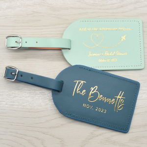 Étiquette de bagage en cuir PU personnalisée avec logo imprimé, portable, pour voyage, étiquette d'embarquement, étiquette de sac à main, vente en gros - Product Image 1