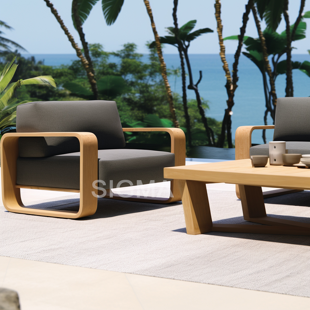 Factory custom teak wood furniture price high quality garden sofa set patio lounge teak wood sofa