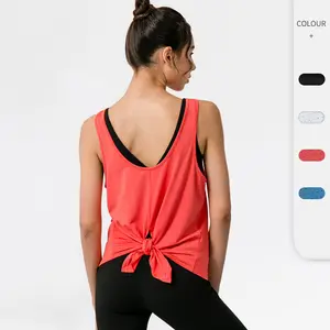 BSCI produttore Custom Print Logo Split Tail Women Fitness Tank Crop Top per palestra Active Wear