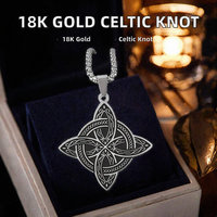 Collier avec pendentif nœud celtique classique plaqué or 18 carats avec chaîne en acier titane pour femmes - Cadeau d'anniversaire