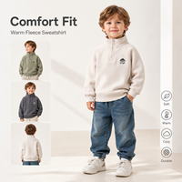 Sweat-shirt d'hiver 2026 pour garçons, doublé polaire, col montant, demi-zip, en mélange de coton doux, chaud et décontracté, style streetwear pour enfants