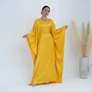 Nuova Abaya Moderna Maxi, <span class=keywords><strong>Abbigliamento</strong></span> Islamico Modesto, Vestiti da <span class=keywords><strong>Donna</strong></span> Taglie Forti, Caftano a Pipistrello in Tessuto Satinato - Product Image 4