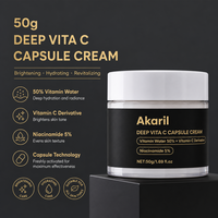 Akaril 50g Crème en Capsules Deep Vita C, Derivé de Vitamine, Niacinamide, Biologique, Naturel, Végétalien, Revitalisant, Réparateur, Lissant, Anti-rides