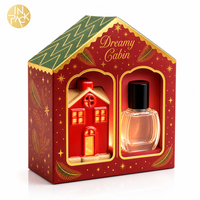 Boîte cadeau personnalisée en papier pour bougies et parfums, emballage en carton ondulé en forme de maison de Noël, boîte en papier recyclé avec fenêtre transparente