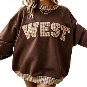 High Quality Custom Gameday Turtleneck Fleece 100% Cotton Winter Front Sweatshirt Gingham Trim Sporty <b>Athletic</b> Pullover Hoodies - Product Image 5