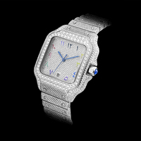 Montre Hip Hop personnalisée avec logo, sertie de diamants carrés en moissanite, pour homme, bracelet en acier inoxydable, moissanite VVS, Reloj Para Hombre