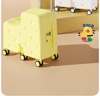 Valise à roulettes multifonctionnelle 18-20 pouces pour enfants, avec siège et porte-gobelet latéral, idéale pour les voyages des enfants