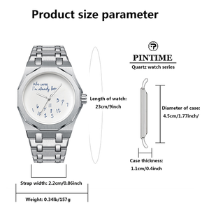 Op maat gemaakte logo luxe minimalistische herenhorloges 3ATM waterdicht mode quartz horloge 45mm wijzerplaat Wie maakt het uit, ik ben al te laat - Product Image 3