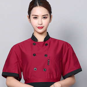 Venta al por mayor de alta calidad de cocinero personalizado Hotel cocina Chef abrigo de algodón poliéster Chef chaquetas restaurante negro mujeres Chef uniforme - Product Image 2