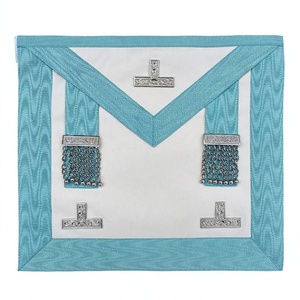 MASONIC CRAFT WORSHIPFUL MASTER APRON (WM APRON) TWO <b>SILVER</b> TASSELS THREE LEVELS - MASONIC APRON - Product Image 1