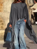 Vêtements pour femmes 2024, best-seller AliExpress sur sites indépendants transfrontaliers Europe-Amérique, couleur unie, ourlet irrégulier, coupe ample