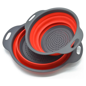 Oferta Especial: Juego de 2 Coladores Plegables Redondos, Escurridor Plegable de Plástico para Cocina, Cesta para Lavar Frutas y Verduras - Product Image 1
