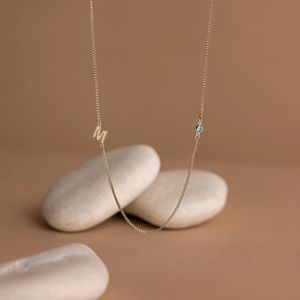 EManco Drop Shipping Steel <strong>Necklace</strong> Birthstone <strong>Monogram</strong> Vintage Style Pearl Box Chain Gold Diamond Children's Christmas - Product Image 6