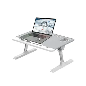 Fabrika doğrudan taşınabilir katlanabilir masa yatak yüksekliği ayarlanabilir dizüstü masası Mdf ahşap ev bilgisayar standı masa masası kanepe