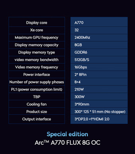 การ์ดจอ A770 Flux K 8GB OC GPU GDDR6 สำหรับพีซี ลดราคาสุดฮอตประจำปี 2023 A770 Flux A770 Flux 2023 ลดราคาสุดฮอต A770 Flux K 8GB OC GPU GDDR6 P - Product Image 3