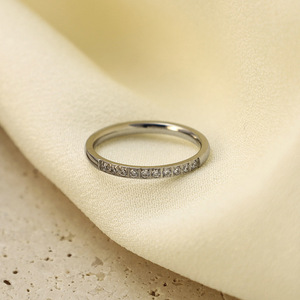 Minimalist Diamond Encrusted <b>Titanium</b> Steel <b>Ring</b> 316 Stainless Steel Index Finger <b>Ring</b> Unisex Everyday Wear - Product Image 3