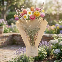 Pots de fleurs personnalisables en forme de cœur, imprimés en sérigraphie sur papier kraft-BOPP, avec soufflets latéraux en maille, Flexiloop, recyclables, pour cadeaux floraux et artisanat