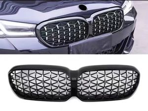 プラスチック製フロントグリル2021 + 5シリーズG30ダイヤモンドフルブラック/ブラックフレームクロームポイントダイヤモンドクローム - Product Image 5