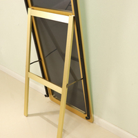 Miroir arc de mariage avec cadre en métal doré, support sans sol, miroir de toilette pleine longueur