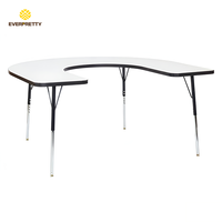 Table de lecture semi-circulaire en bois pour 4 personnes, réglable en hauteur, pour l'école, vente en gros d'usine