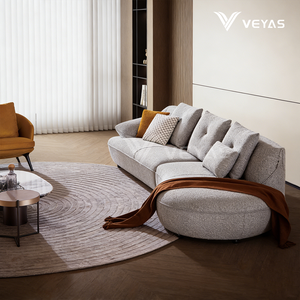 Canapé sectionnel inclinable en tissu chenille luxueux 2026, sur mesure, moderne, trois places, forme incurvée, gris et blanc - Product Image 6