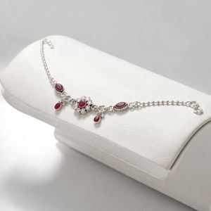 Par de Tobilleras de Plata 925 con Rubíes, Joyería Tradicional India Payal, Elegante y Ajustable para Mujer - Product Image 4