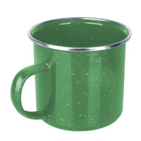 Mikenda Personnalisé 350ml Camping Tasse En Acier Émail En Gros Sublimation Logo Imprimé Tasse À Café Voyage En Métal Tasse En Céramique
