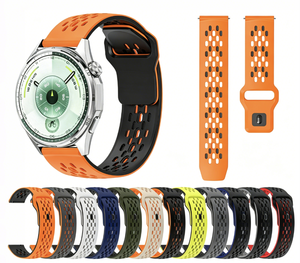 Correa de Reloj de Silicona Transpirable de Dos Tonos con Estampado de Leopardo para <span class=keywords><strong>Huawei</strong></span> <span class=keywords><strong>Watch</strong></span> GT4 GT5 GT6 18mm 20mm 22mm, Correa de Repuesto Deportiva - Product Image 4