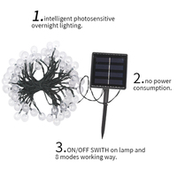 Guirlandes solaires GV 50/100/200 LED 12M, boules de cristal, lumières féériques, IP44, étanches, décoration de jardin extérieur, Noël