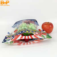 Sachet souple imprimé en gravure pour fruits, en PET/CPP, avec fermeture éclair et trou d'aération, logo personnalisé pour raisins, cerises, oranges