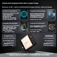 Chargeur double port GaN entièrement compatible pour Huawei Xiaomi Honor Redmi OPPO VIVO Realme Apple Samsung Nubia Téléphone Tablette Ordinateur portable