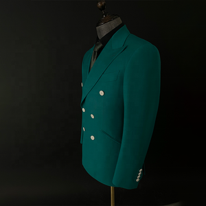 Costume sur mesure en laine mérinos mélangée <span class=keywords><strong>vert</strong></span> <span class=keywords><strong>olive</strong></span>, smoking décontracté, <span class=keywords><strong>blazer</strong></span> à double boutonnage à revers en pointe, 2 pièces, costume pour <span class=keywords><strong>homme</strong></span> - Product Image 2