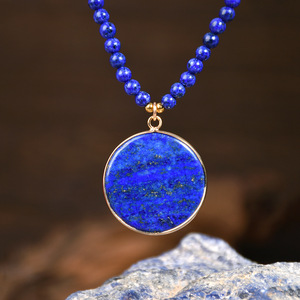 Collier en perles de lapis-lazuli bleu, best-seller, pour femmes, collier pendentif en pierre naturelle de luxe, forme goutte, pour chaîne de pull, bijoux - Product Image 6