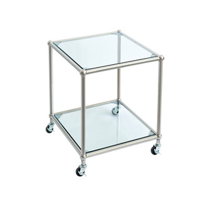 Hot Bán Hiện Đại Rõ Ràng Glass Bảng Bên Với Bạc Thép Không Gỉ Chân Vòng Acrylic Bàn Trà Cho Phòng Khách Nhỏ End Bảng - Product Image 2