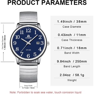 Reloj de Cuarzo Analógico para Hombre, Acrílico, Resistente al Agua, Simple, con Fecha - Product Image 6