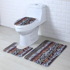 Dier Cheetah Luipaard Print Badkamer Kleed U-Vormige Contour Mat Deksel Cover 3 Stuks Set Anti Slip Flanel