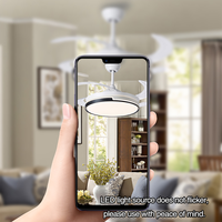 Ventilateur de plafond intelligent rétractable à 4 pales de 42 pouces avec lumières LED invisibles 220V pour la cuisine à domicile ou la chambre à coucher télécommandé