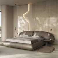 Lit de chambre à coucher design, lit double moderne minimaliste, chambre principale, luxe léger, sensation haut de gamme