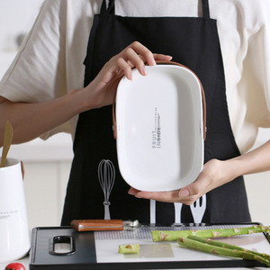 Plateau à fruits ovale créatif en céramique et cuir, personnalisable, plateau à fruits secs moderne et minimaliste, plateau à fruits de style nordique. - Product Image 1