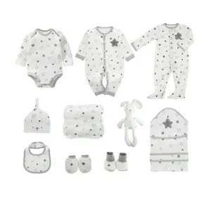 Groothandel Custom Essentiële Meisje Jongen Jumpsuit Baby Kleding Kleding Doos Pasgeboren Pasgeboren Baby Cadeau Set Voor Meisje