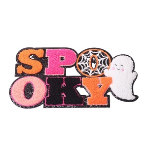 Gros grand Girly Halloween lettre patchs Big Boo Babe coloré fer sur Chenille citrouille fantôme effrayant Patch pour <span class=keywords><strong>les</strong></span> femmes - Product Image 2